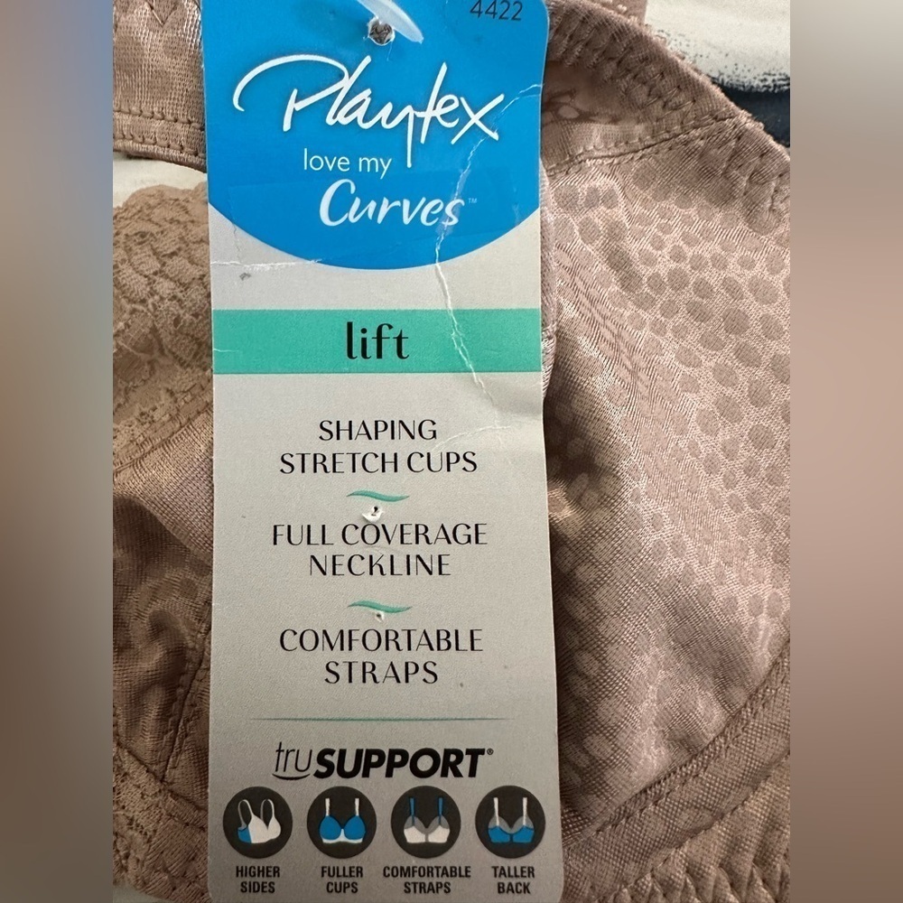 Playtex Live My Curves Beige Lace Full Coverage Support Bra 38B NWT - Picture 4 of 7